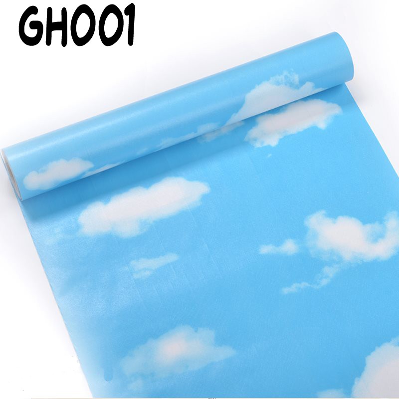 Wallpaper Dinding Wallpaper Stiker Wallpaper dinding Anak Walpaper Motif Awan Gh001 Langit Plafon Biru Sky Ukuran45CM x 8M