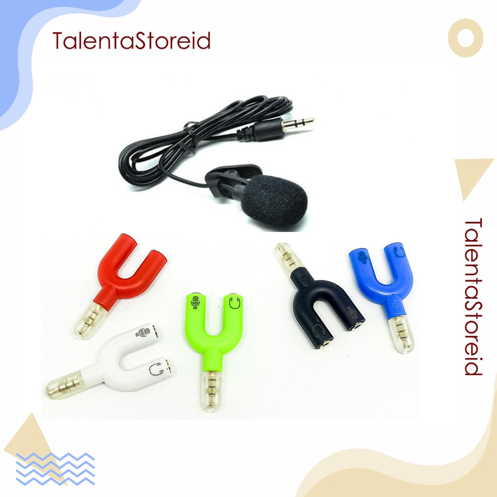 Paket Smule Alat Rekam Rekaman - Mic Clip on + Audio Splitter