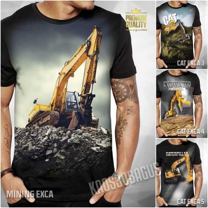 KAOS EXCAVATOR CATERPILLAR Kaos Alat Berat Kaos Tambang MINING Distro Kaos Premium Kaos Caterpillar