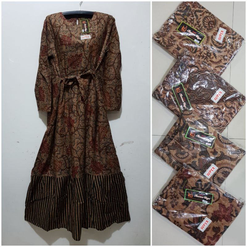 YULI - GAMIS KATUN LD 110 CM PB 135 CM BATIK KENCANA UNGU LEBEL HITAM(KUH)