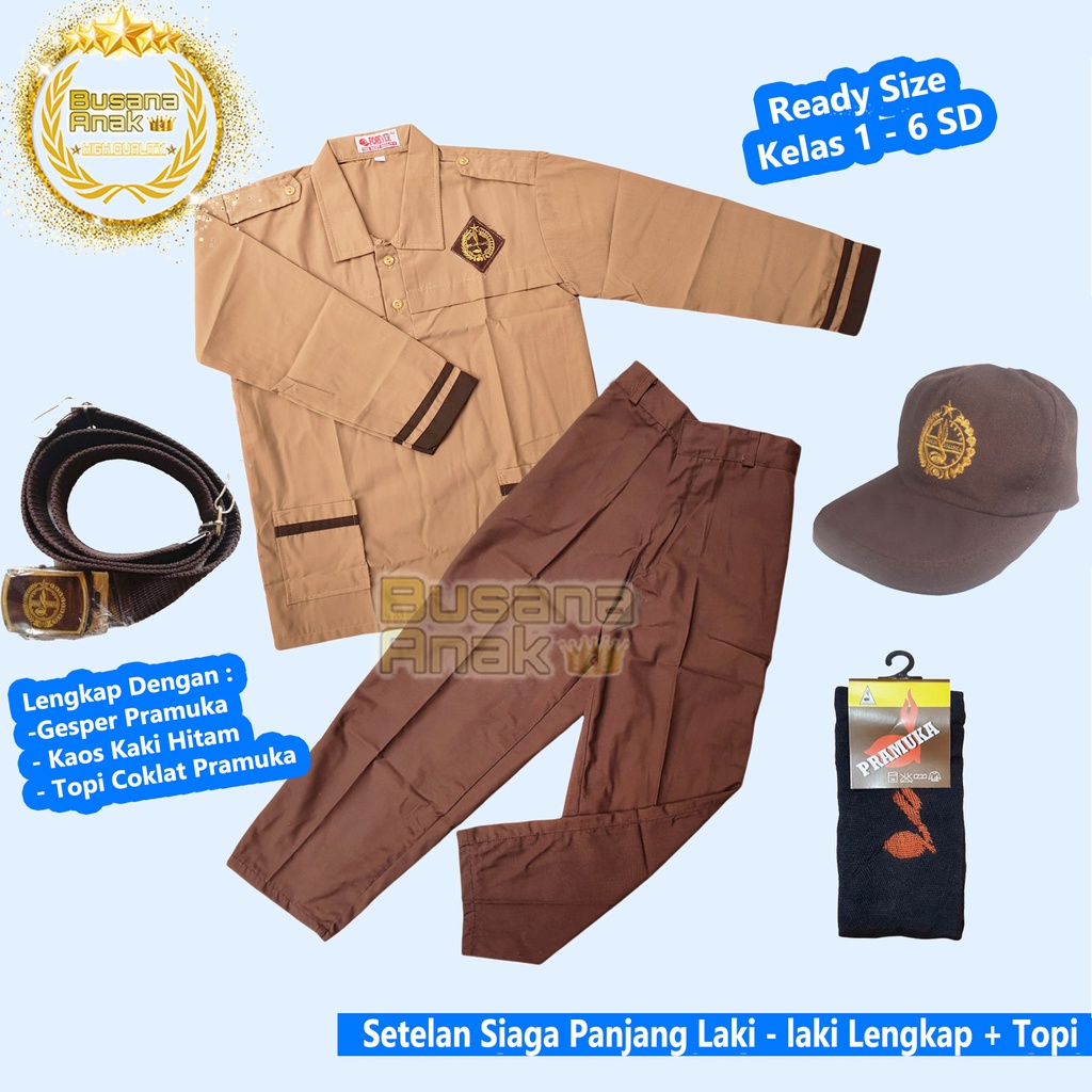Baju pramuka sd Setelan Pramuka Siaga anak laki laki Panjang Lengkap + TOPI