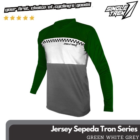 Jersey Sepeda Singletrek1 Tron Series bahan oktagon JPTR 04 GreenWhite