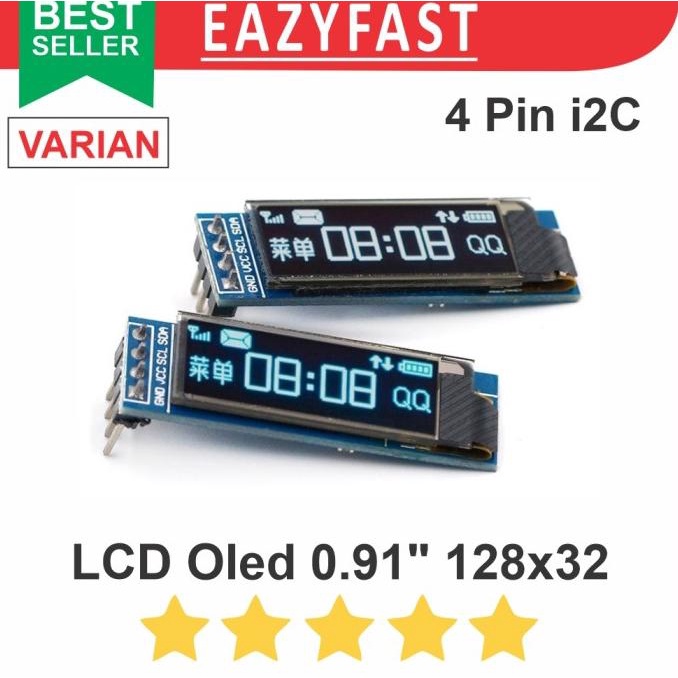 Module LCD Graphcis OLED 0.91" I2C IIC Arduino Modul 128x32 kecil mini efst90 Segera Dapatkan