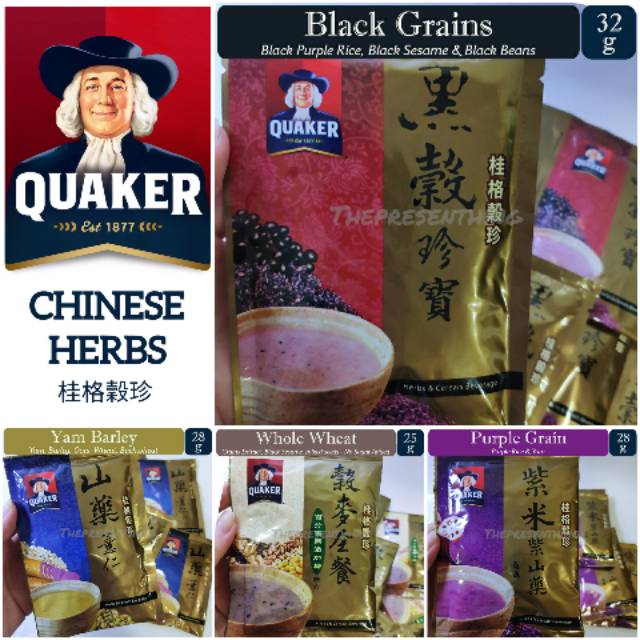 QUAKER OAT IN SACHETS CHINESE HERBS 100% ORIGINAL TAIWAN (VEGETARIAN DIET)