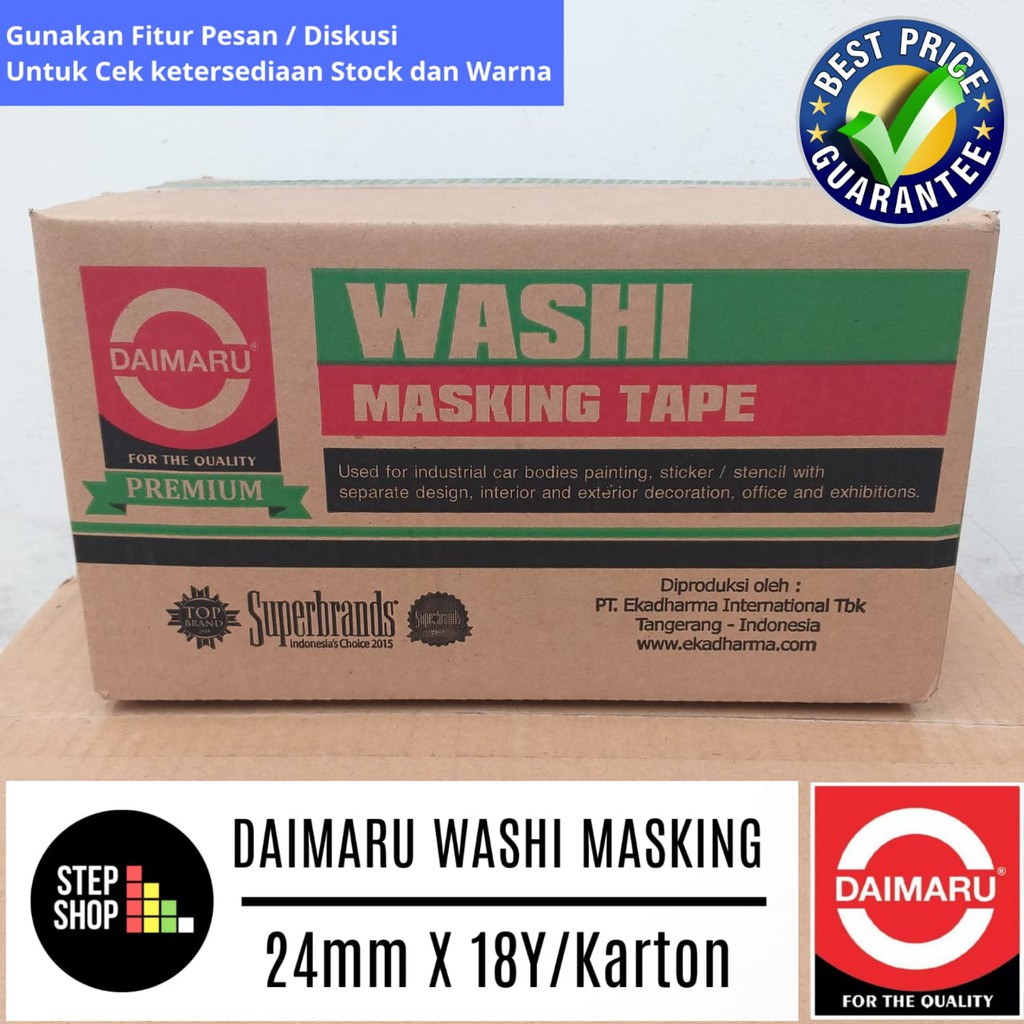 

DAIMARU WASHI MASKING - LAKBAN KERTAS HIJAU - 24mm X 18Y KARTONAN