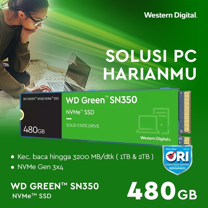 WD Green SSD SN350 480GB M.2 NVMe PCIe Gen3 2280