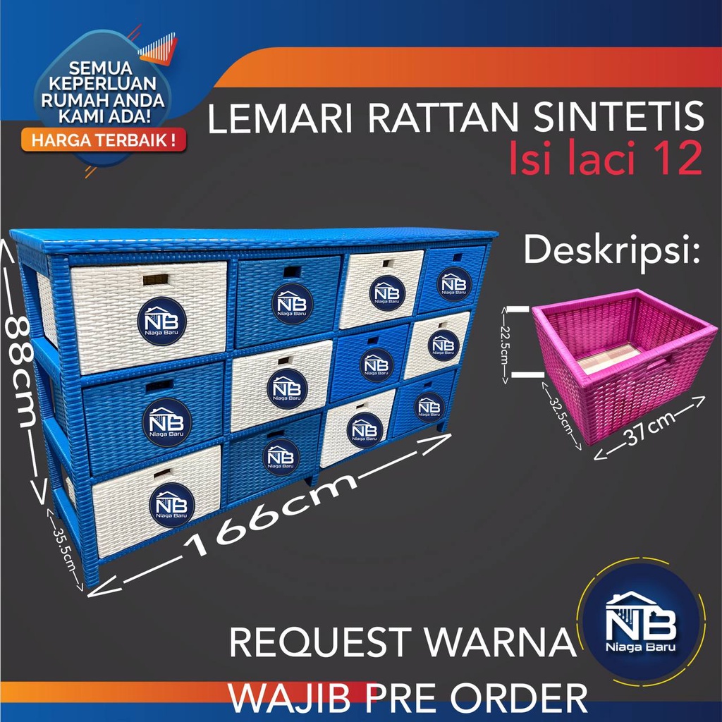 LEMARI LACI ROTAN SINTETIS 12 LACI (BOGOR-DEPOK)