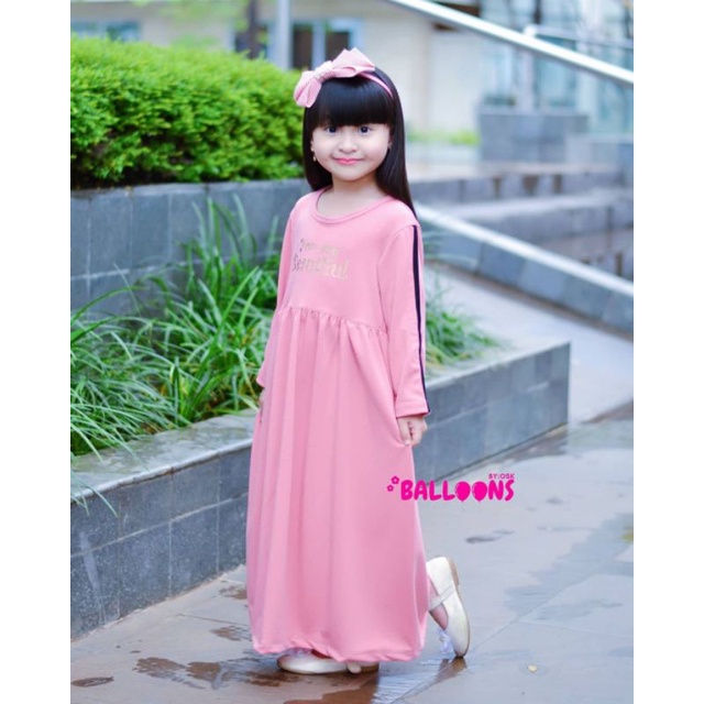 Gamis Polos Babyterry Foil 2-8 Tahun Gamis Kaos Anak