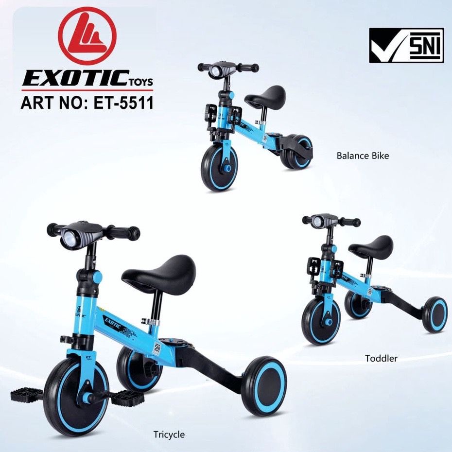 Balance Bike Sepeda Roda 3 Tiga Tricycle Push 3in1 Anak Exotic PMB 20-5, PMB 20-9, ET 5511, ET 5512, ET 709, ET 2008, ET 2011, ET 2103, Gyro 717 MT, Aviator AT 7905, Aviator AT 7901