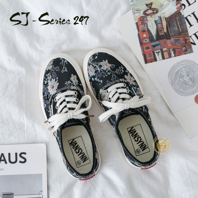 [Mon.A] Sepatu Sneakers Wanita Floral Rose Kualitas Import Premium - 247