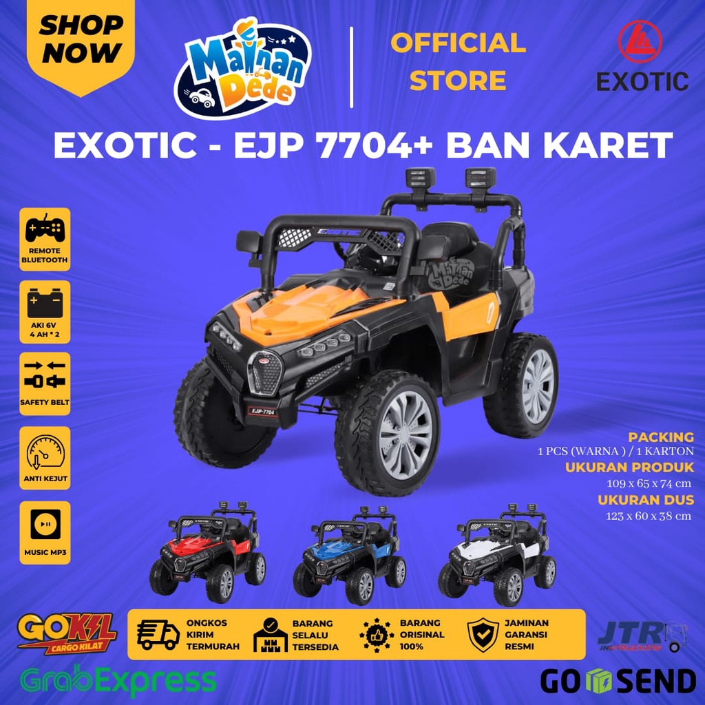 Mainan Mobil Aki Anak jeep Exotic EJP 7704 / EJP 7704+ BAN KARET-6