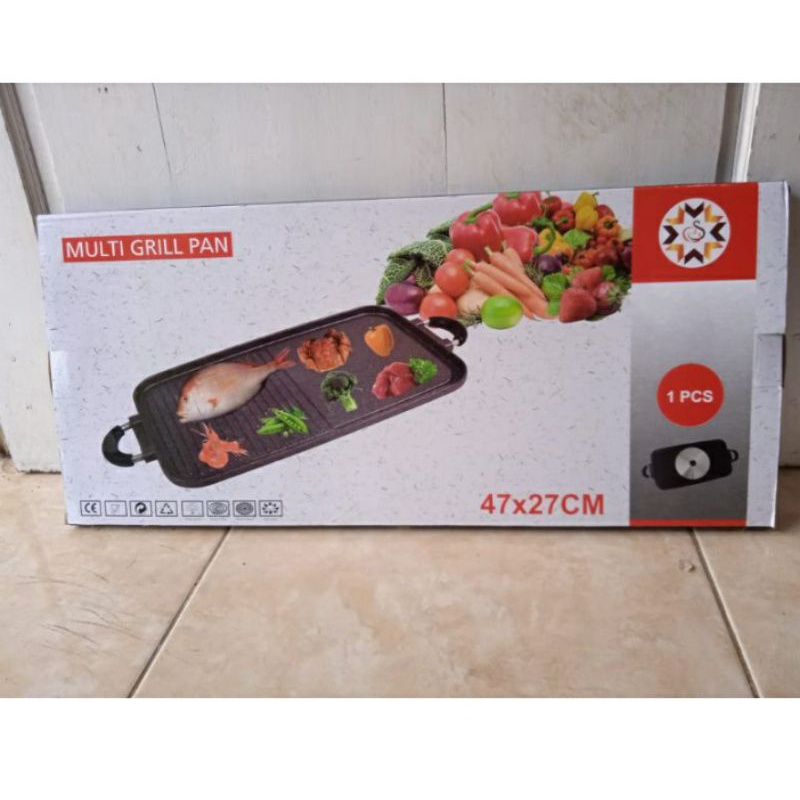 Multi Grill Pan BBQ Grill Alat panggang Persegi Panjang Panggangan Kompor Teflon