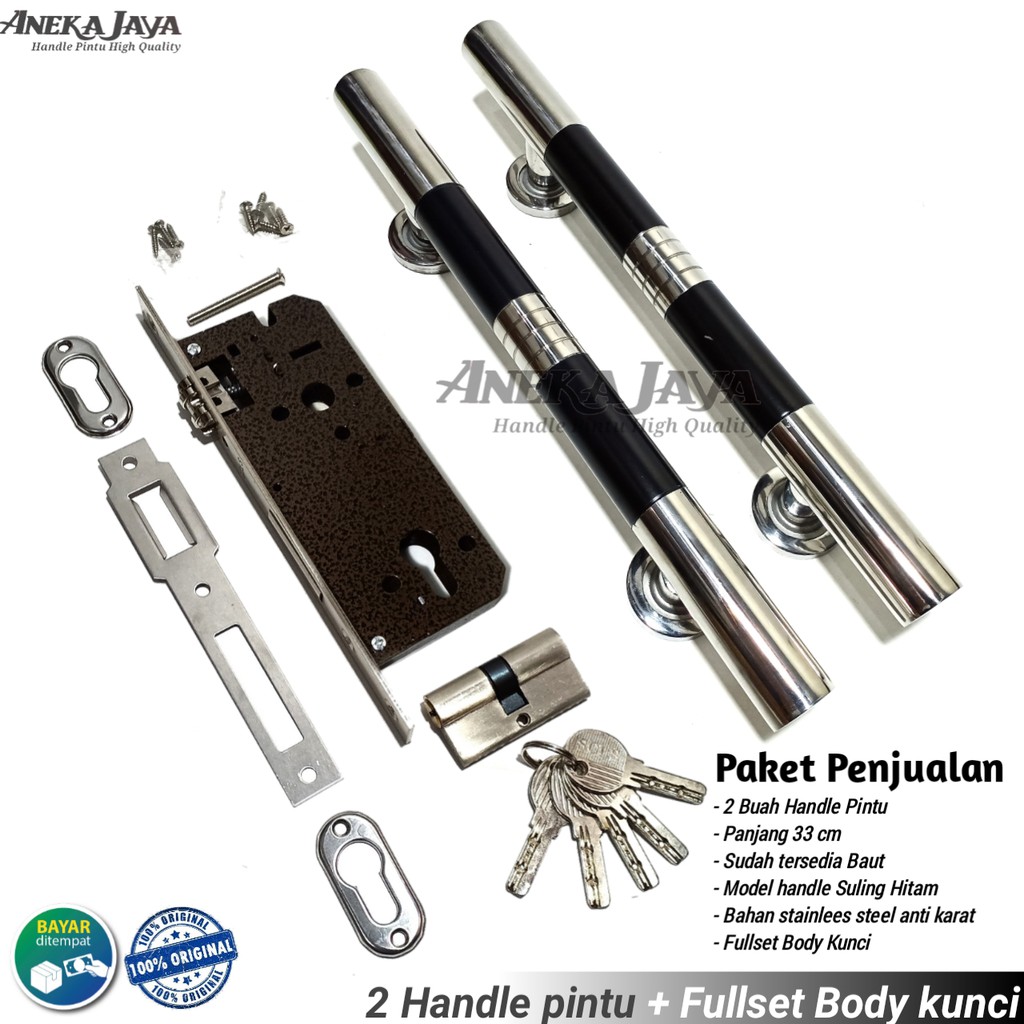 Satu set handle kunci pintu rumah 33 cm murah minimalis tarikan pintu pull stainless gagang pintu