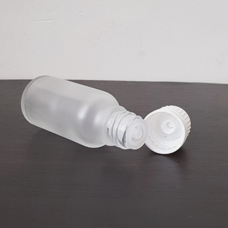 botol kaca 20ml bening frosted doff  tutup filler putih