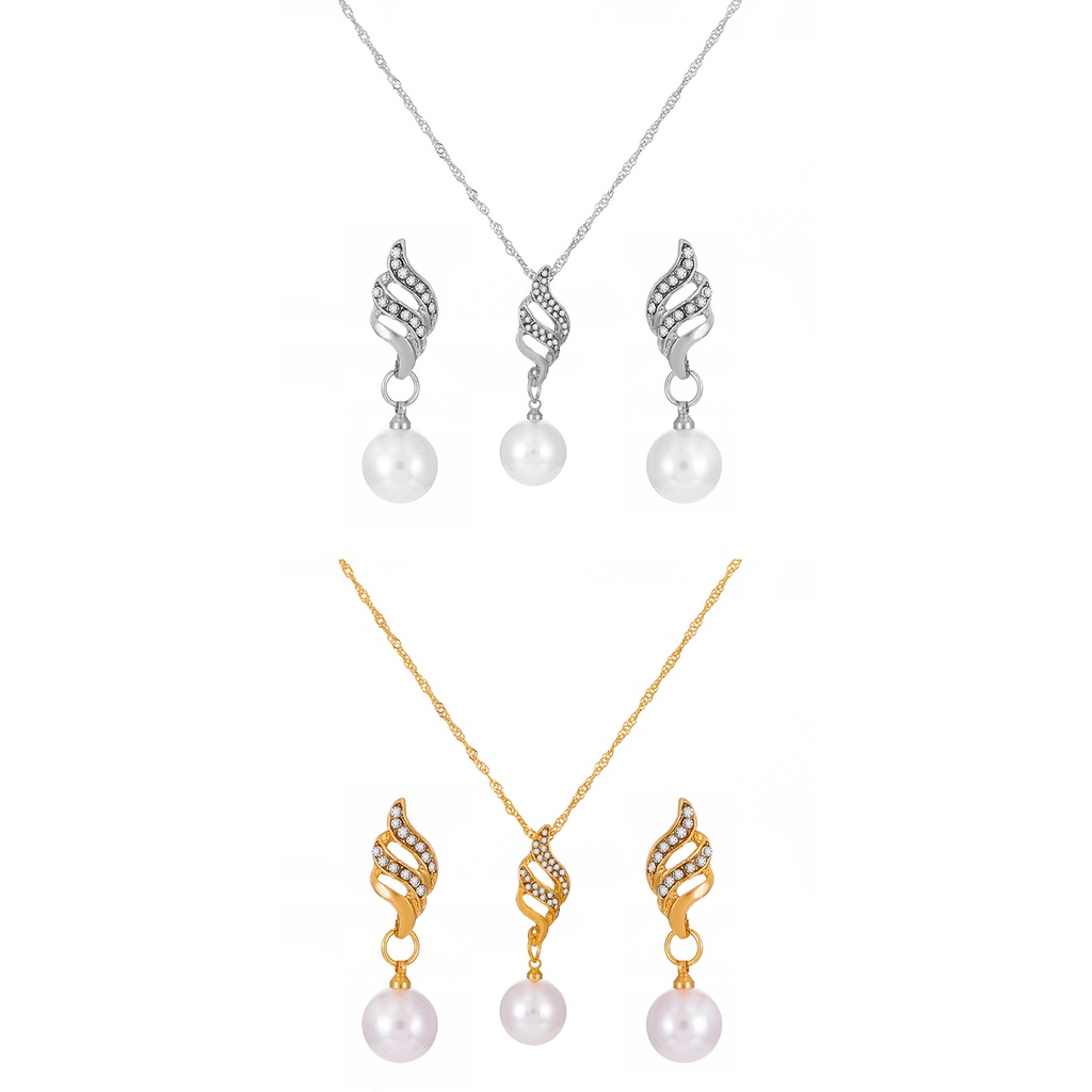 Hu Hu Hu Hu Hu Alat Bantu Pasang Kacamata♡ 1 Set Perhiasan Kalung Anting Bentuk Mutiara Tiruan Gaya Vintage Untuk Pesta