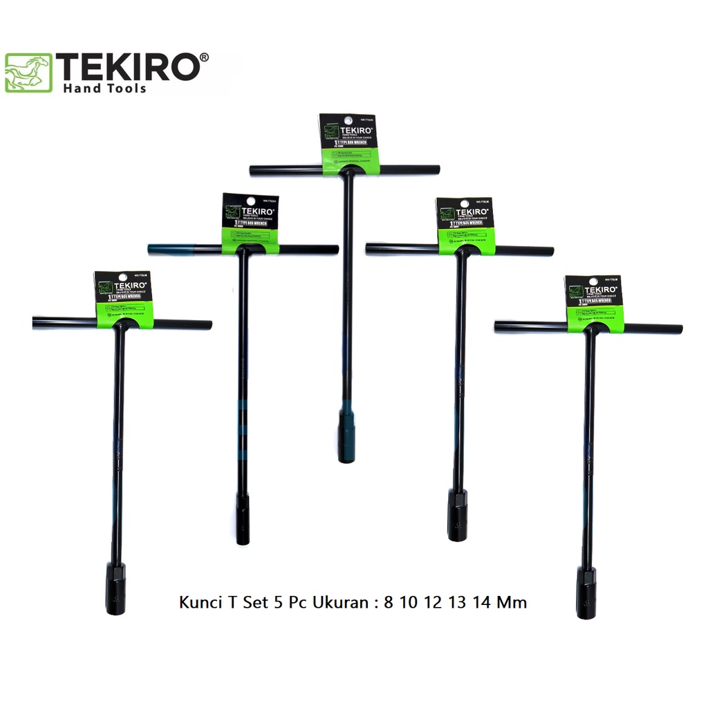 Tekiro T Type Socket Wrench 5 Pc / Kunci Sok Soket T Set 5 Pc 8 10 12 13 14 Mm