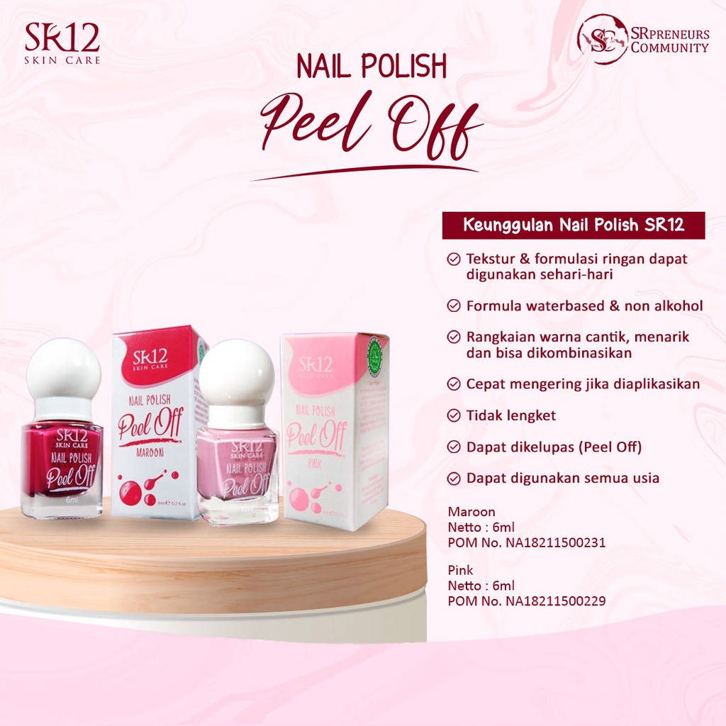 KUTEK SR12 HALAL / NAIL POLISH PEEL OFF / KUTEK KELUPAS WATER BASED NON ALKOHOL / CAT KUKU BPOM