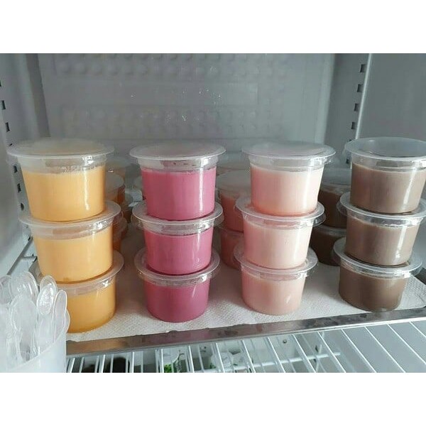 Cup silky puding plastik cetakan wadah  jelly pudding moiaa PAKET KOMBO PLUS SENDOK ISI 100 PCS