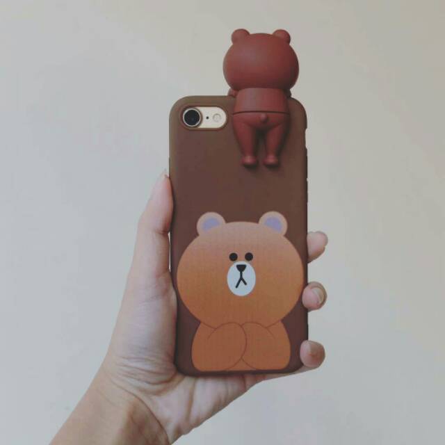 OBRAL Casing iphone brown softcase 3d lucu