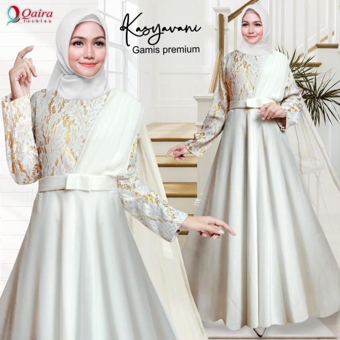 baju gamis wanita baju gamis pesta mewah wanita terbaru maxi kasyavani 4 warna - Putih baju gamis wa