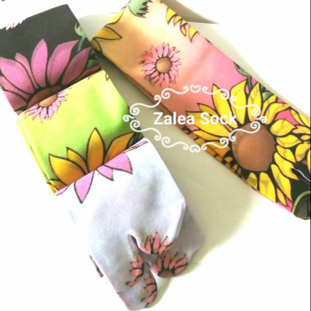 Kaos kaki printing motif bunga matahari