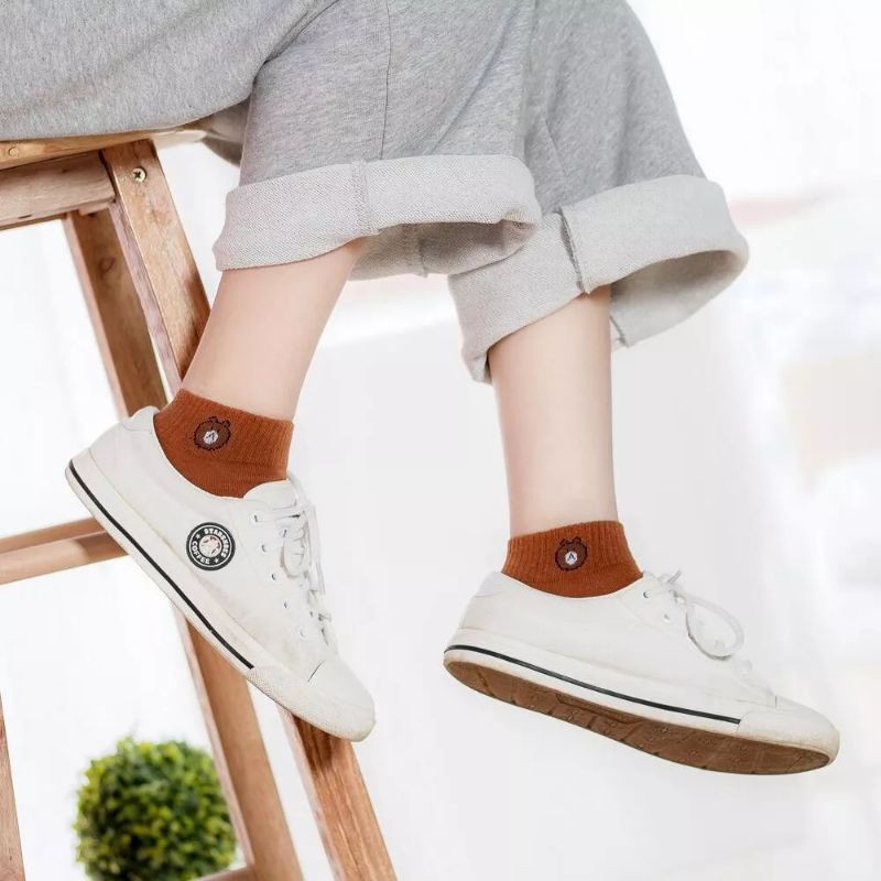 kaos kaki motif beruang pendek mata kaki wanita dewasa / kaos kaki angkle motif bear murah-5