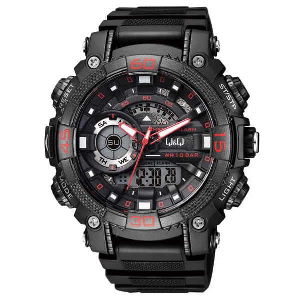 Q&Q QQ Analog Digital Jam Tangan Pria Hitam GW87J002Y Original