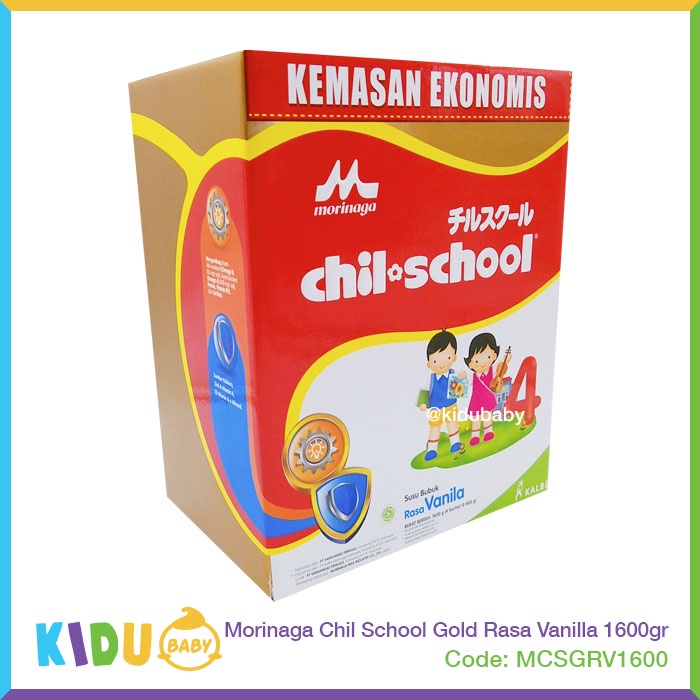 Morinaga Chil School Gold Rasa Vanilla 1600gr Susu Formula Anak 3-12 tahun Kidu Baby