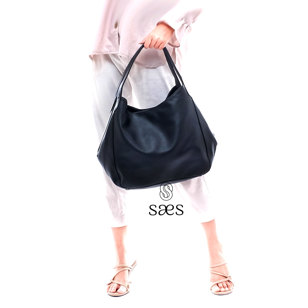 SAES Widuri Hobo Bag Kulit Vintage Totebag Shoulderbag Ukuran Besar Hitam Saes shop 005