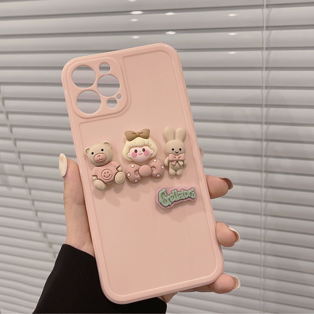 Soft Case Pelindung Penuh Desain Gadis 3D Warna Pink Untuk Iphone 13 12 Mini 11 Pro Max X Xs Xr 8 7 Plus Se 2020