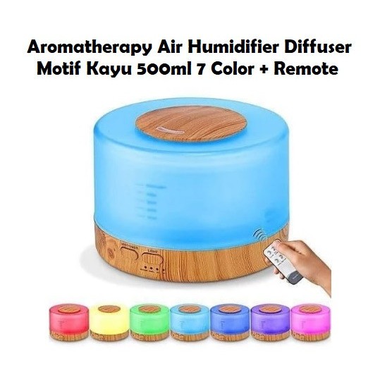 Aroma Diffuser 500ML Ultrasonic Aroma Humidifier 7 Color New Model Remote motif kayu