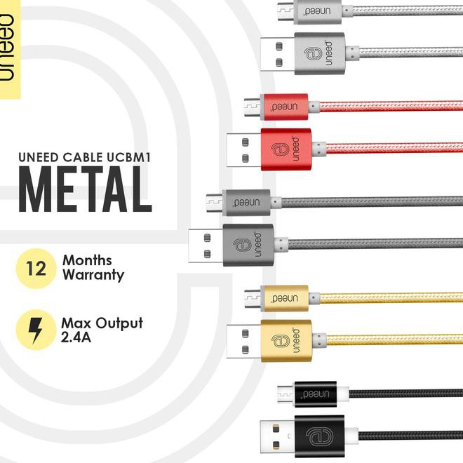 

Uneed Nylon Kabel Data Micro Usb Fast Charging 2.1A - Ucbm1 - Hitam