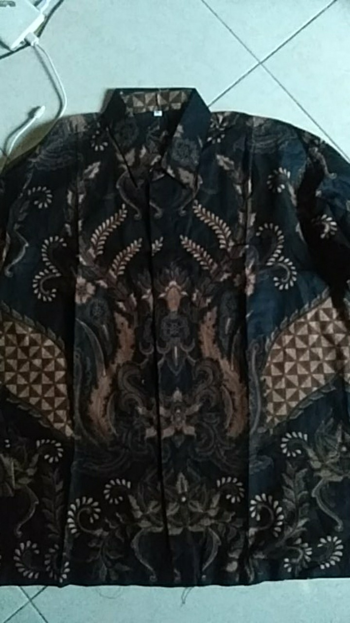 Atasan Batik Sutra Pria Lengan Panjang Kenongo Hem Padi Pekalongan M L Xl