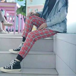 BOXY TARTAN  TARTAN  PANTS CELANA  WANITA  MOTIF KOTAK 