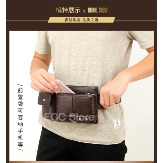 TAS PINGGANG PRIA BAHAN KULIT / MAN LEATHER WAIST BAG - 423