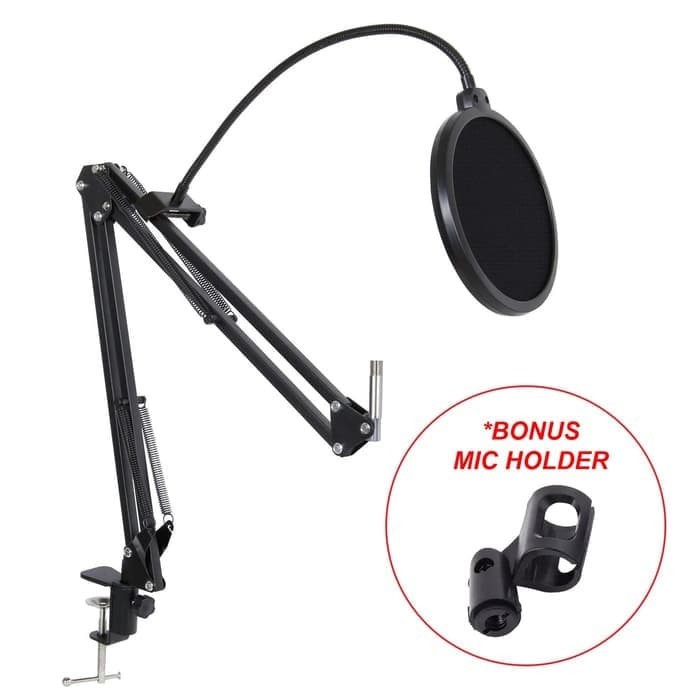 PAKET STAND MIC MEJA POP FILTER MIRCROPPHONE STAND MIC RECORDER