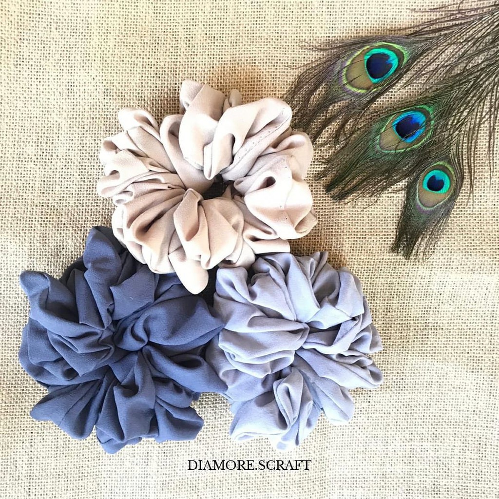 Scrunchie Diamond Crepe Ikat Rambut Cepol Hijab Kuncir Scrunchie Diamond Crepe Ikat Rambut Cepol Hijab Kuncir