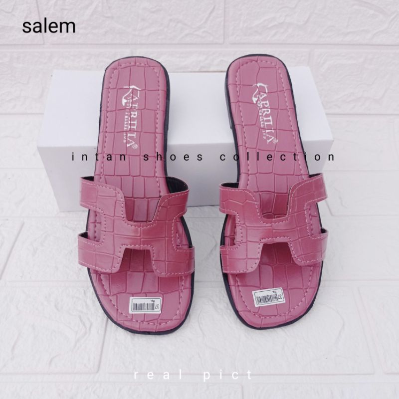 sandal teplek wanita kekinian/sendal selop wanita remaja terbaru bahan croco ermes/sandal rumah/cod