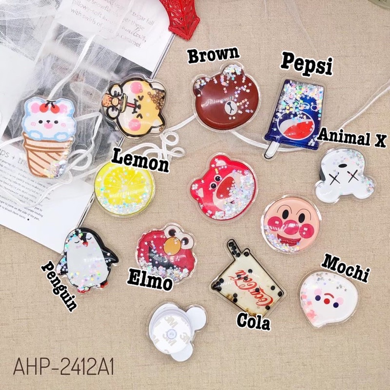 griptok pop socket akaesoris hp standee phone holder gelembung air glitter karakter bentuk large