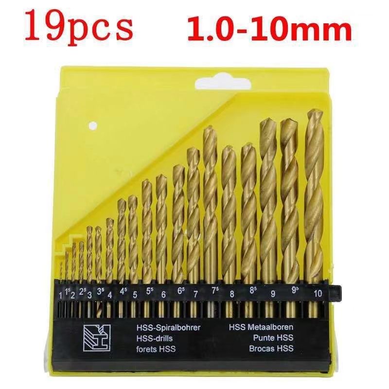 Mata bor besi set 13 PCS 19 PCS HSS Drill Bit Set 1mm-10mm Quality