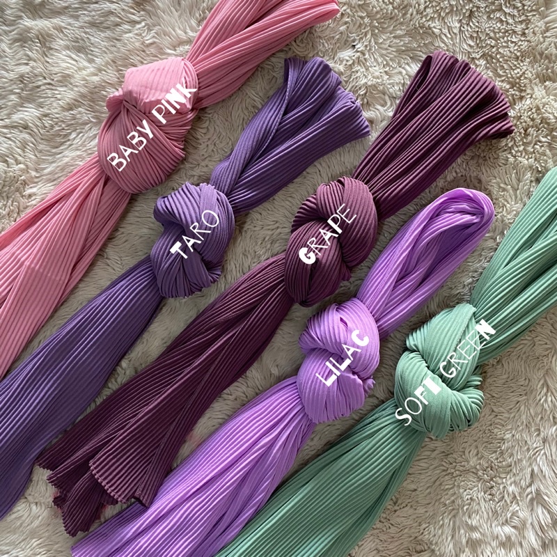 Pashmina plisket lidi premium tanpa garis tengah free pouch