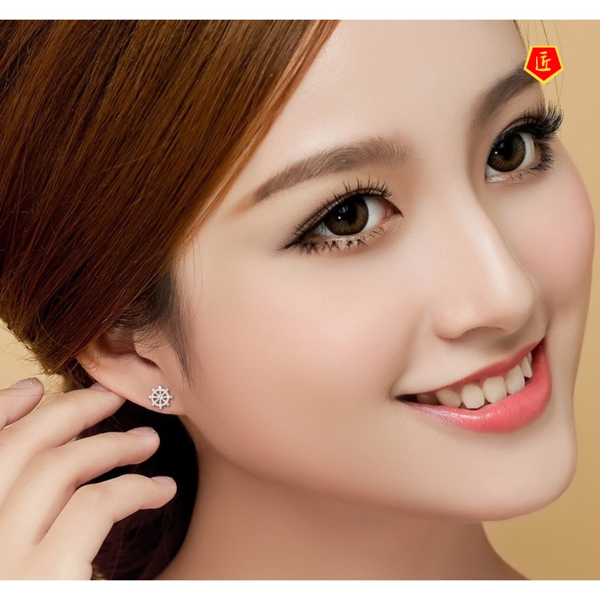 [Ready Stock]Boat Anchor Style Silver Stud Earrings Cute Fashion