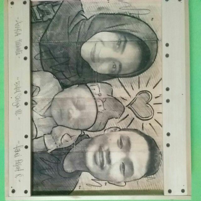 Lukisan Kayu - Landscape 47x42cm - Photo On Wood - Sketsa - Buatmekar