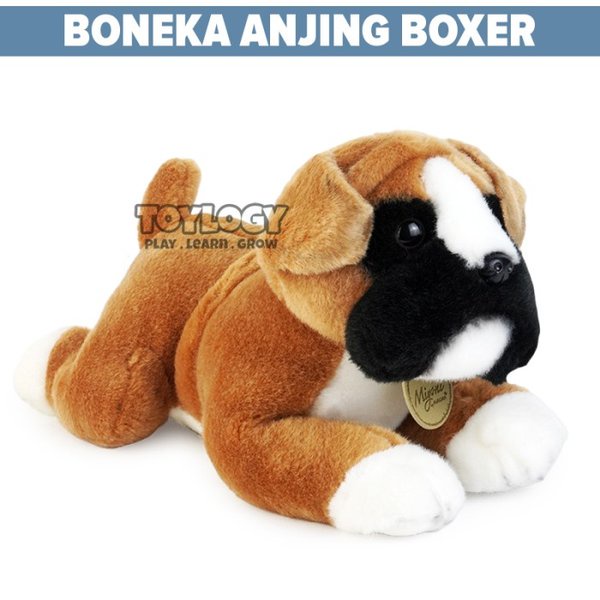 Boneka Hewan Anjing Boxer Bulu Halus Coklat Premium Plushie Doll Boxers Puppy Dog Animal Stuffed