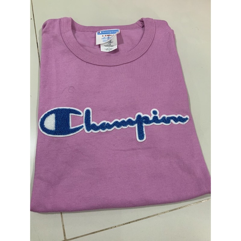 Champion logo tee shirt blue women