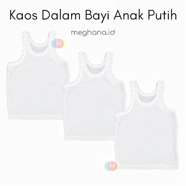 Kaos singlet putih tul tul size S M L XL usia 1 - 2 Tahun untuk bayi dan anak MURAH kiki