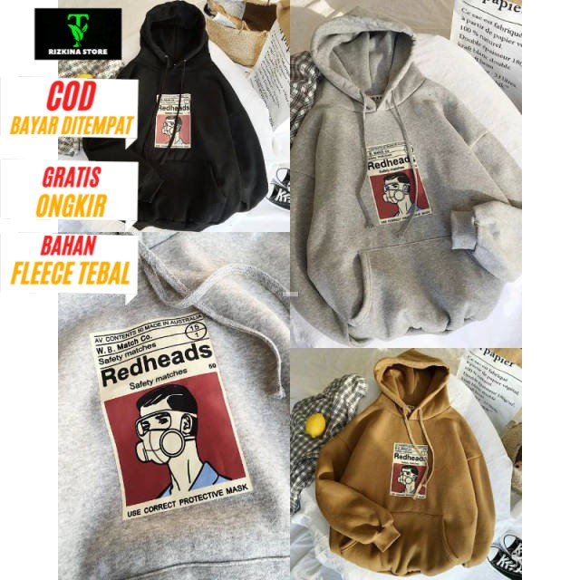 Sweater Redheads Sweater HODIE OUTHER UNISEX BAHAN FLEECE TEBA0UNG SWEATER RS