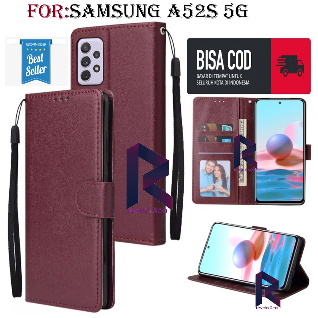 SAMSUNG A52S 5G CASE FLIP WALLET LEATHER KULIT PREMIUM SARUNG BUKA TUTUP FLIP CASE SAMSUNG A52S 5G