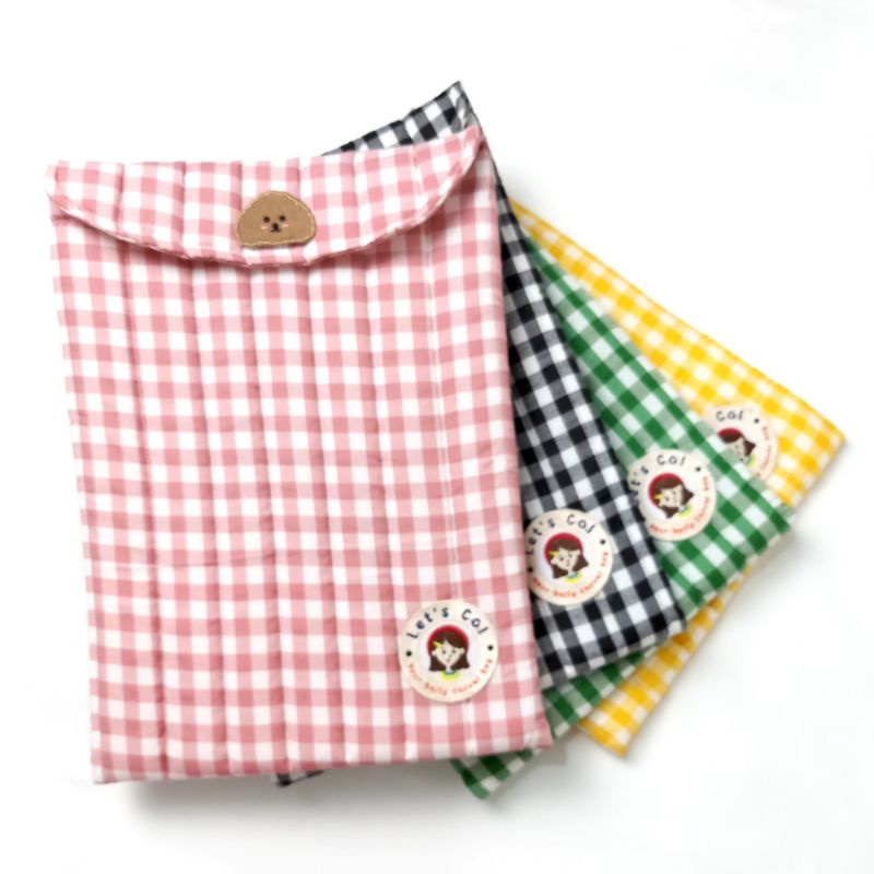 FREE Sticker Puffy Laptop Sleeve 13&quot;-14&quot; Gingham Pattern Naara by Let's Co!