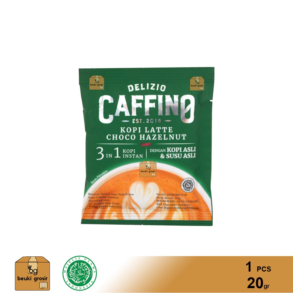 

ECER Delizio Caffino Coklat Hazelnut Minuman Kopi Bubuk 3 in 1 Halal MUI - 20gr